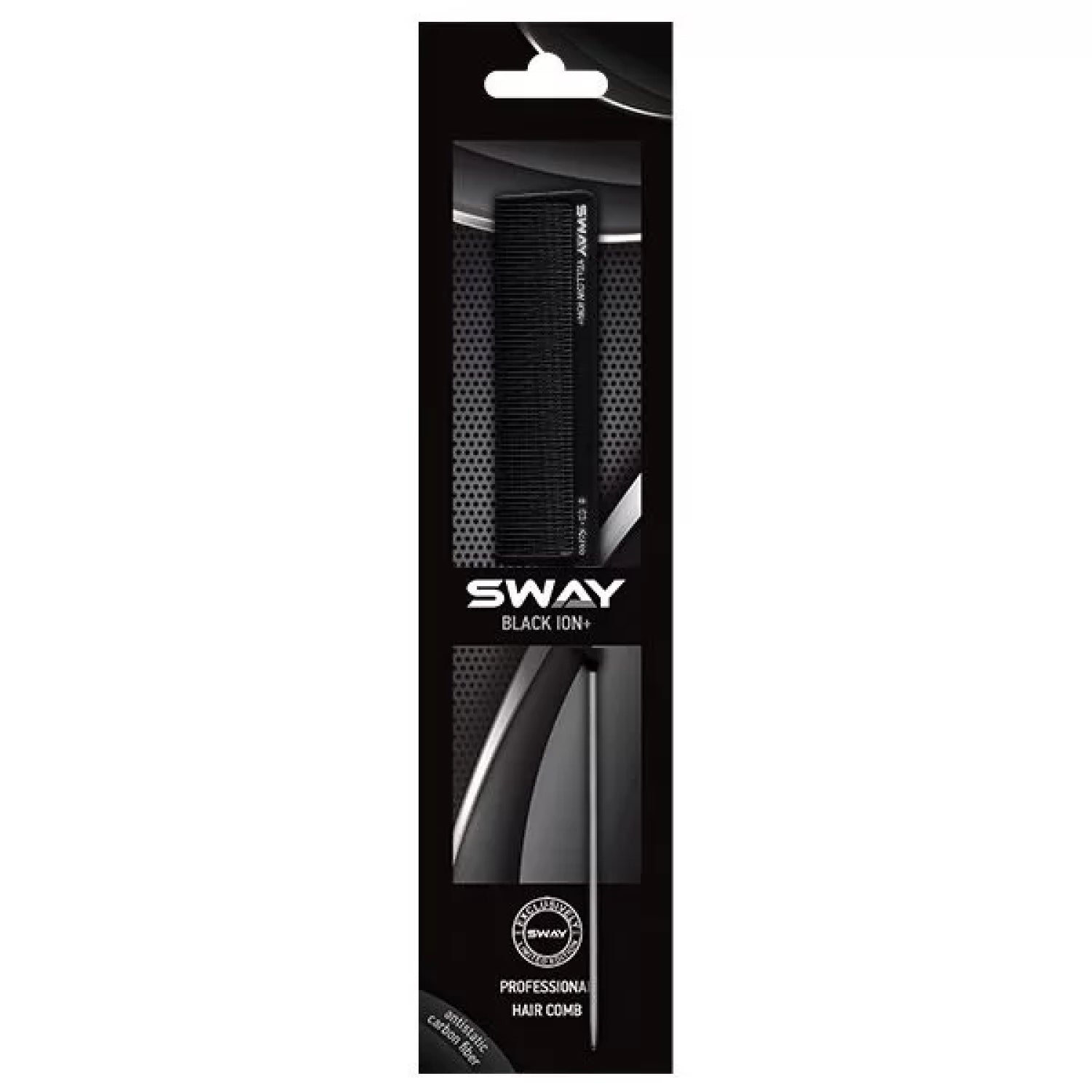 Парикмахерская расческа с металлическим шпикулем Sway Black Ion+ 103 (131 103)