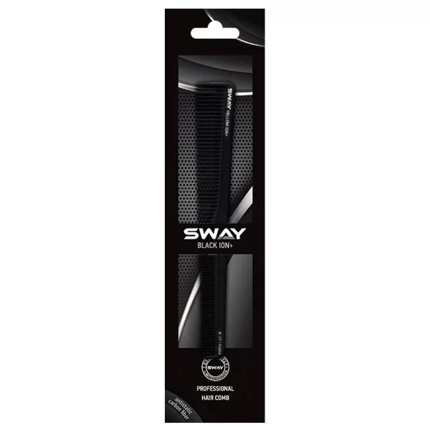 Парикмахерская скошенная расческа Sway Black Ion+ 107 (131 107)