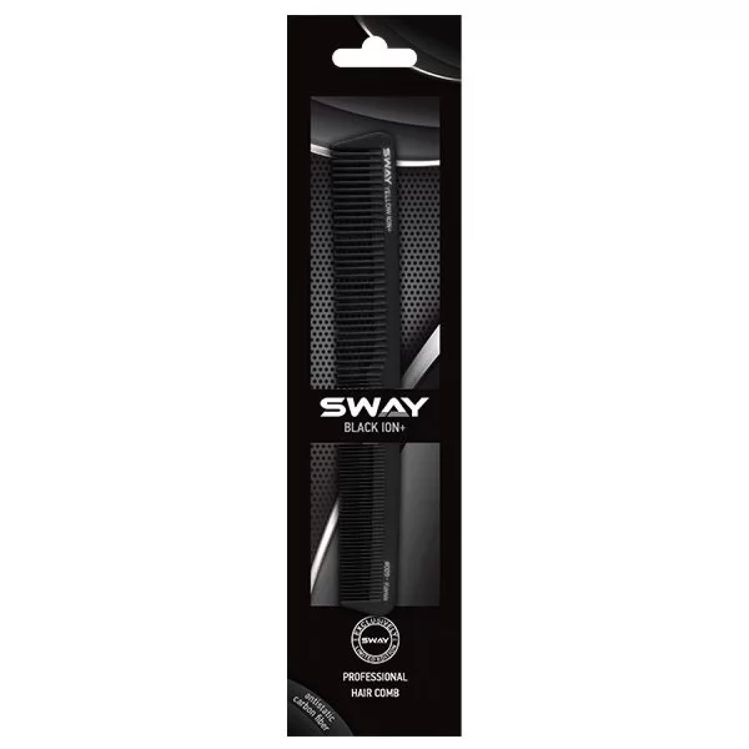 Парикмахерская маленькая комбинированная расческа Sway Black Ion+ 109 (131 109)