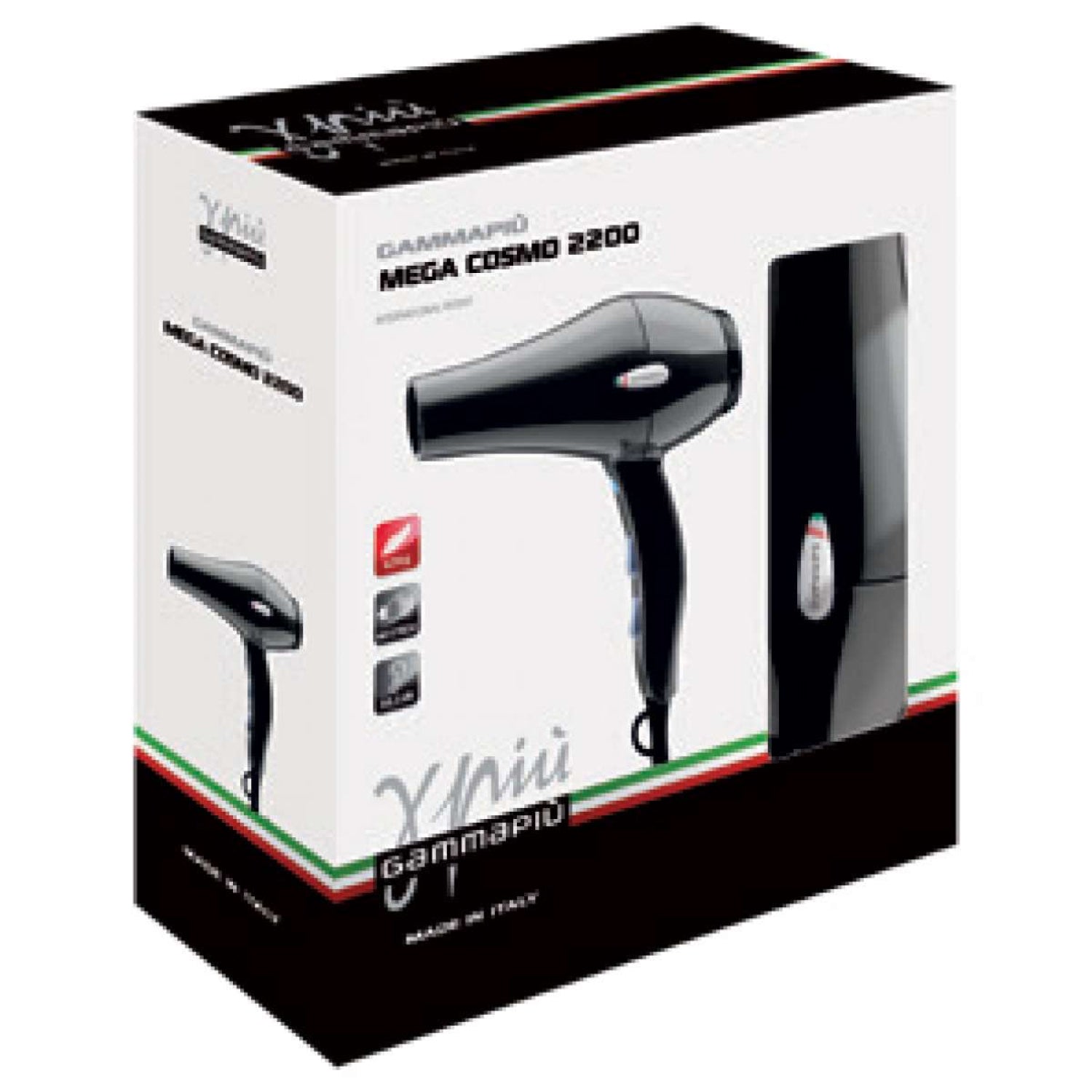 Фен для волосся Gamma Piu Mega Cosmo 2200 Black 1900-2200 W Hairdryer (PACOSMOT22W)