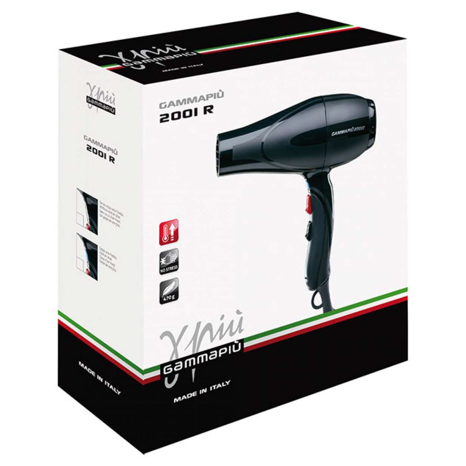 Фен для волосся Gamma Piu 2001R Black 1900-2200 W Hairdryer (PAG2001T21W)