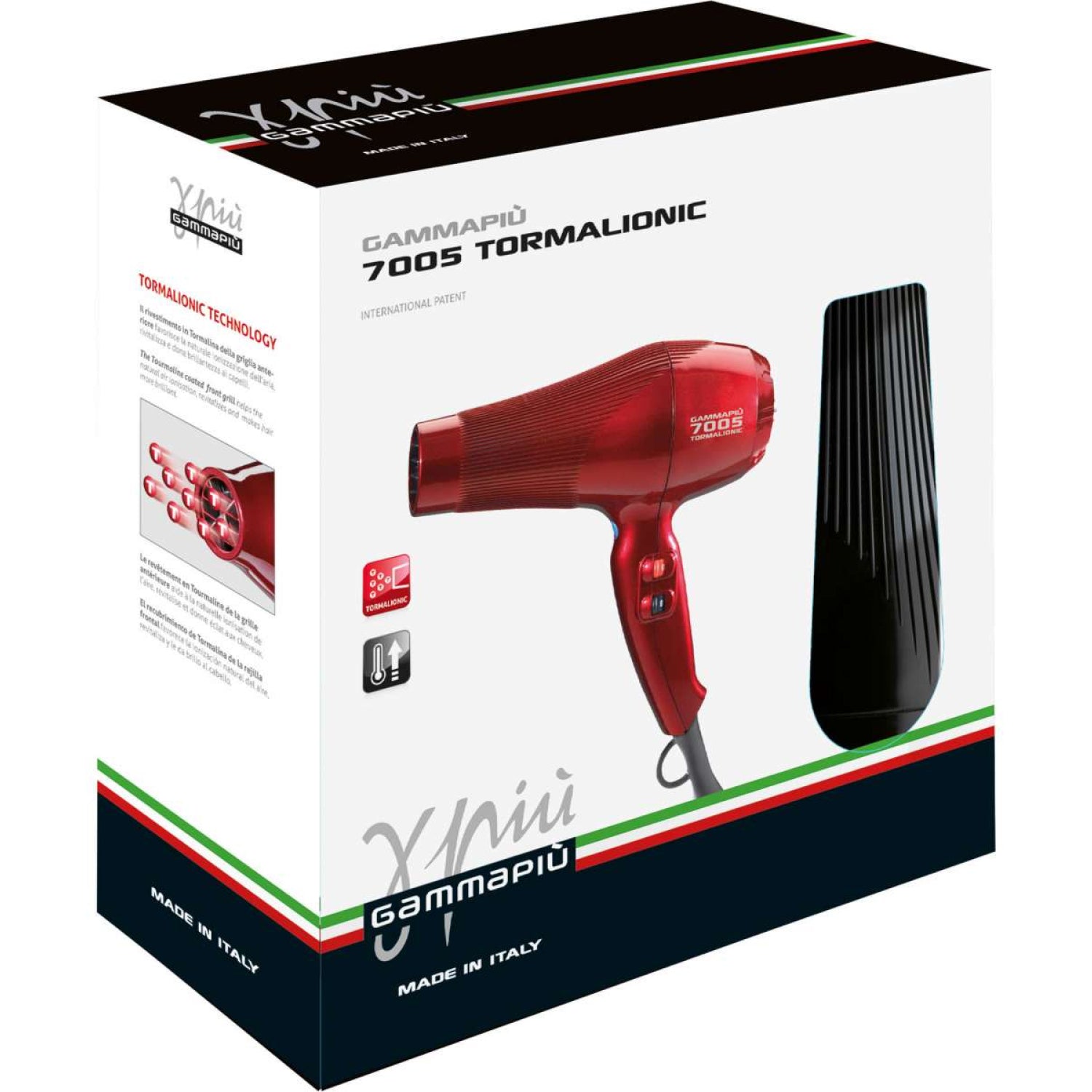 Фен для волосся Gamma Piu 7005 Tormalionic Black 2100-2500 W Hairdryer (PAG7005TORM)