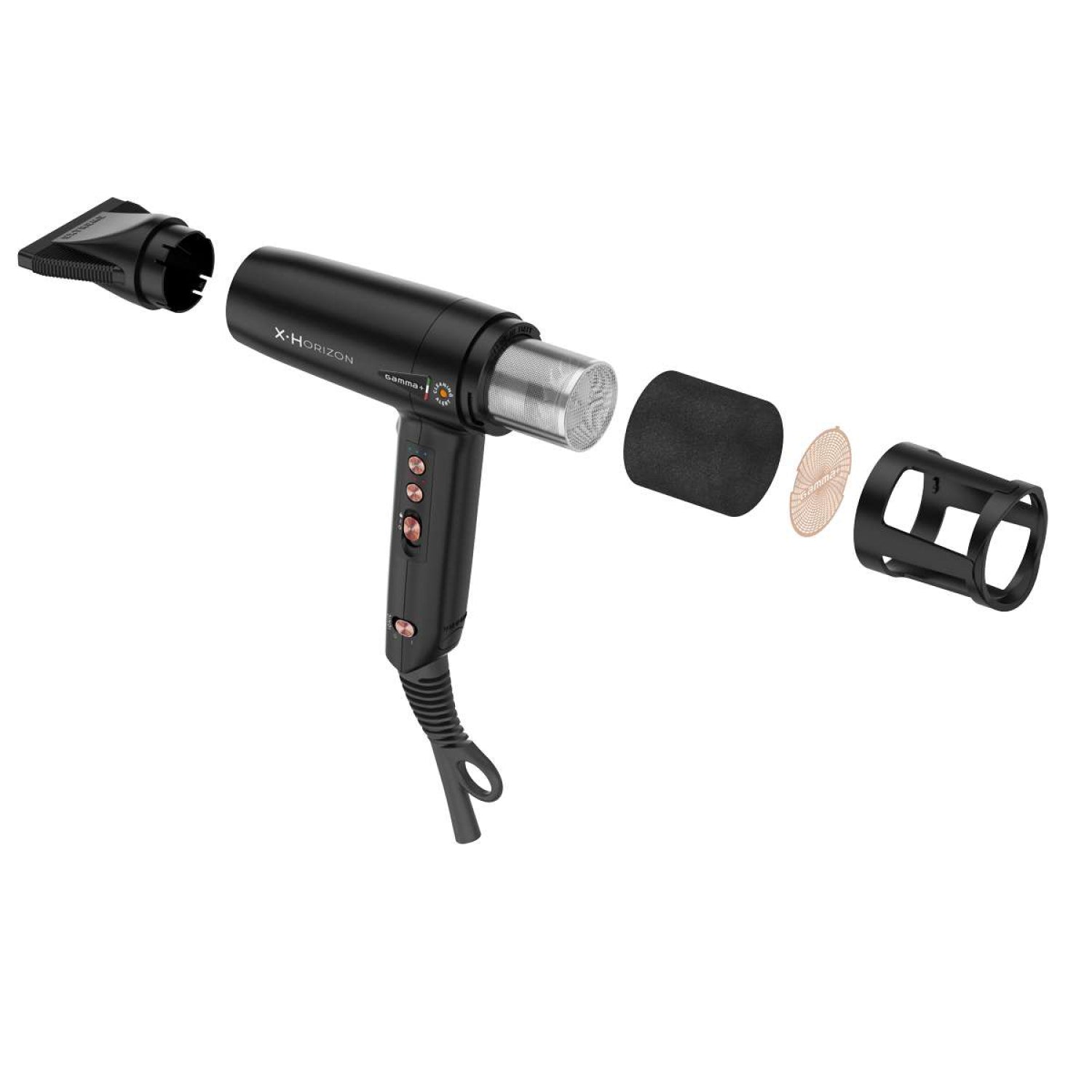 Фен для волосся Gamma Piu X-Horizon Matte Black 1400-1600 W Hairdryer (PAHORIZONITB)