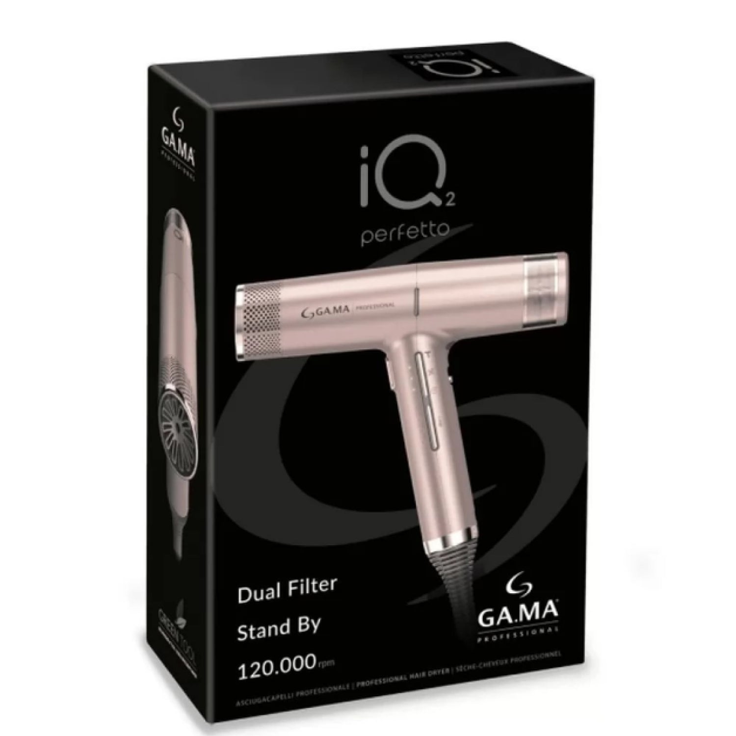 Профессиональный фен для волос, розовое золото GAMA iQ2 Perfetto Oxy Active Rose Gold (PH6075.PK)