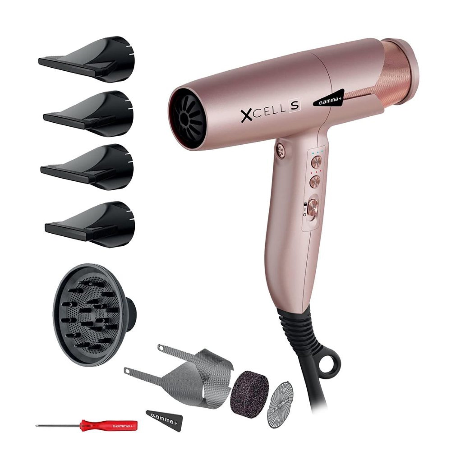 Фен для волос Gamma Piu Xcell S Matt Gold Rose 1400-1600 W Hairdryer (pagamxcellsgr)