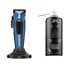 JRL Машинка для стрижки синя (JRL-3000CD-F) + JRL Спрей для догляду за ножами 5в1 Blade Spray (JRL-BS2401)