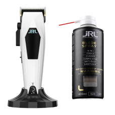 JRL Машинка для стрижки біла, з ножовим блоком Taper (JRL-3000CW-T) + JRL Спрей для догляду за ножами 5в1 Blade Spray (JRL-BS2401)